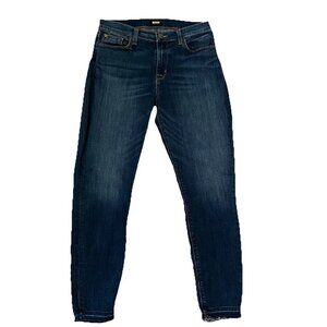 Hudson Womens Natalie Mid Rise Crop Denim Skinny Jeans Size 29 Dark Wash Raw Hem